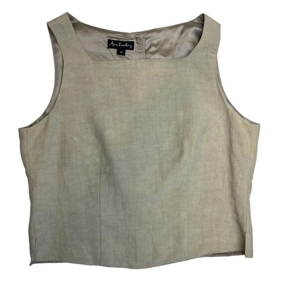 Ann Freedberg Mona Blouse Size MED Linen Silk Blend Sleeveless Shell Tank - Picture 1 of 6